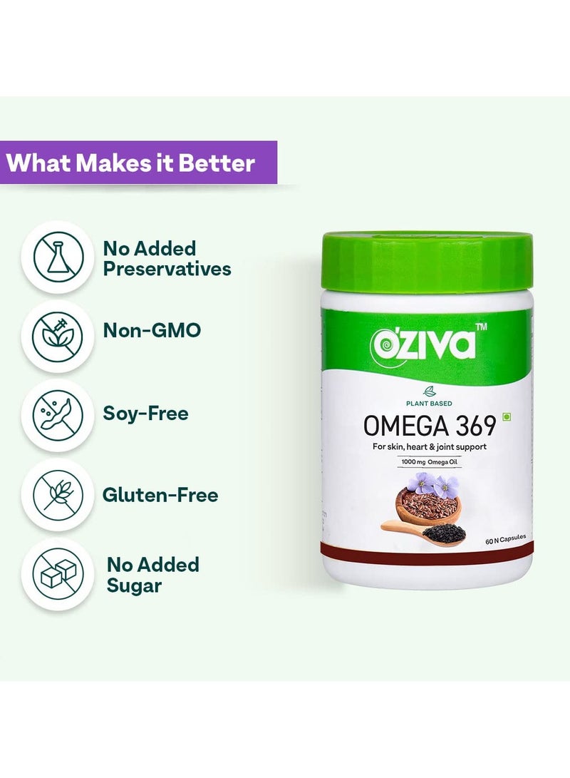 أوزيفا مكمل نباتي أوميغا 3 6 9 متعدد الفيتامينات للرجال والنساء (1000 ملغ من زيت أوميغا النباتي المركز مع بذور الكتان وزيت الحبة السوداء) والأحماض الدهنية (أوميغا 3 6 9، 60 كبسولة) - Image 4