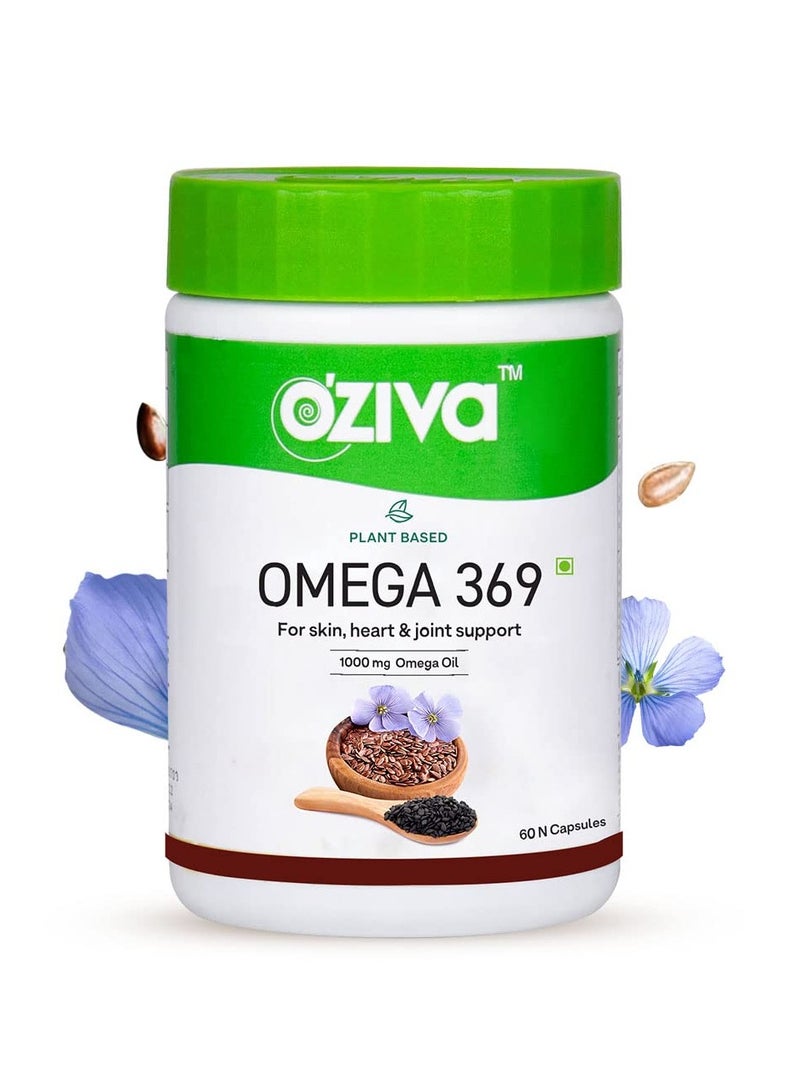 أوزيفا مكمل نباتي أوميغا 3 6 9 متعدد الفيتامينات للرجال والنساء (1000 ملغ من زيت أوميغا النباتي المركز مع بذور الكتان وزيت الحبة السوداء) والأحماض الدهنية (أوميغا 3 6 9، 60 كبسولة) - Image 1