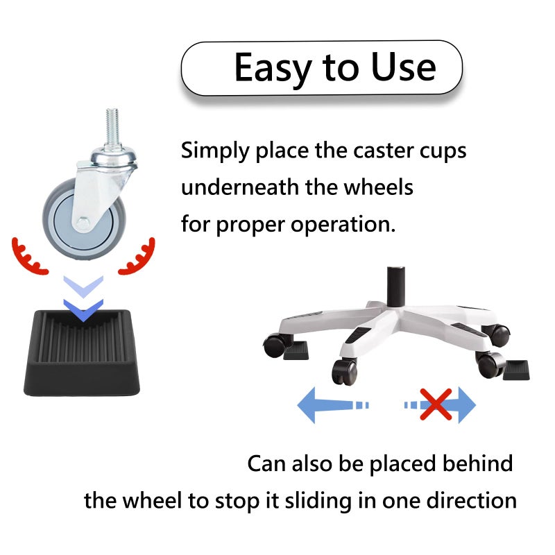 Jayen Furniture Wheels Caster Cups, Non-Slip Rubber Bed Frame Stopper Floor Protector for Any Furniture with Wheels - 4 Pack (Black) - Image 4