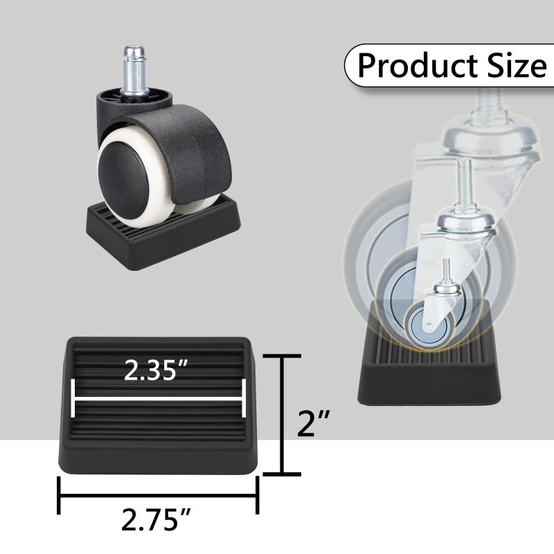 Jayen Furniture Wheels Caster Cups, Non-Slip Rubber Bed Frame Stopper Floor Protector for Any Furniture with Wheels - 4 Pack (Black) - Image 2