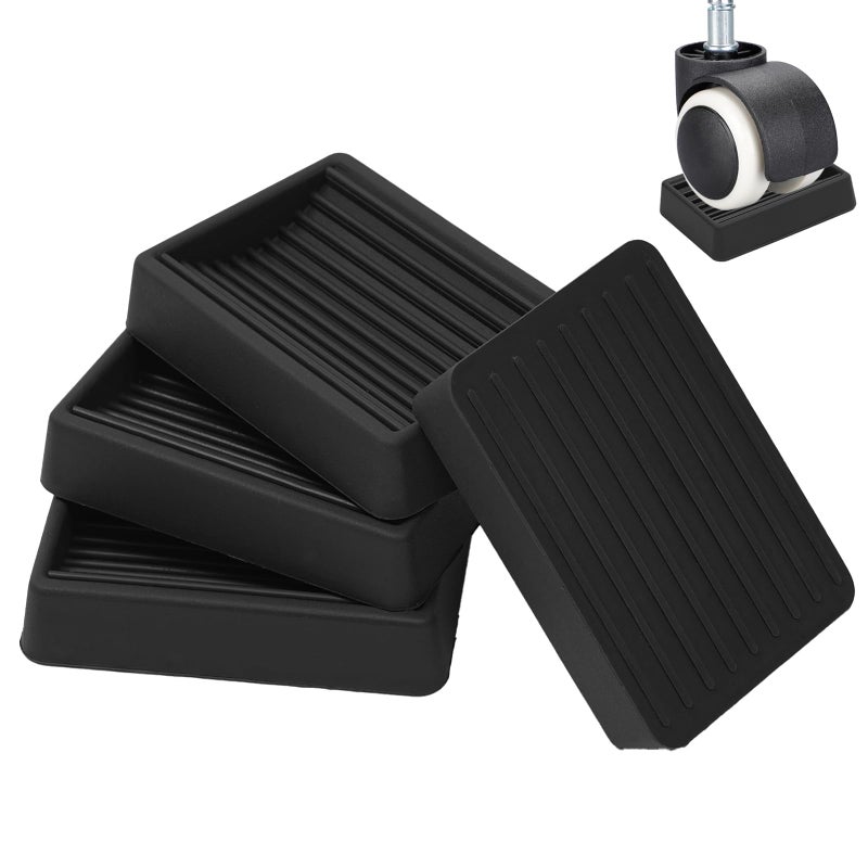 Jayen Furniture Wheels Caster Cups, Non-Slip Rubber Bed Frame Stopper Floor Protector for Any Furniture with Wheels - 4 Pack (Black) - Image 1