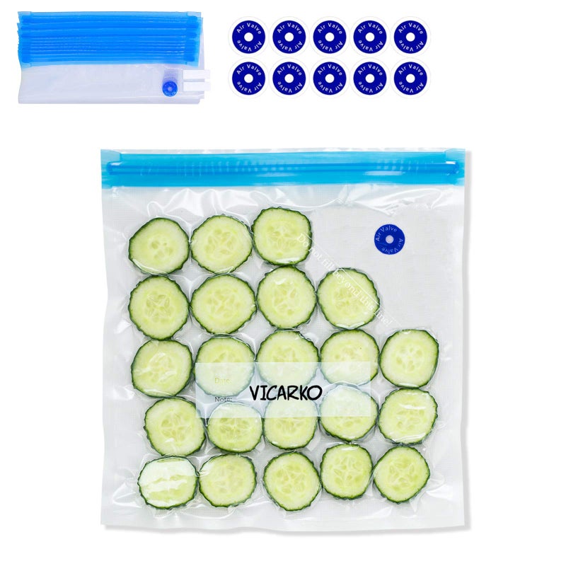 VICARKO 30 Vacuum Zipper Bags Vacuum Sealer Bags Food Storage Reusable Bags with Double Layers BPA Free 43L 135 x 105