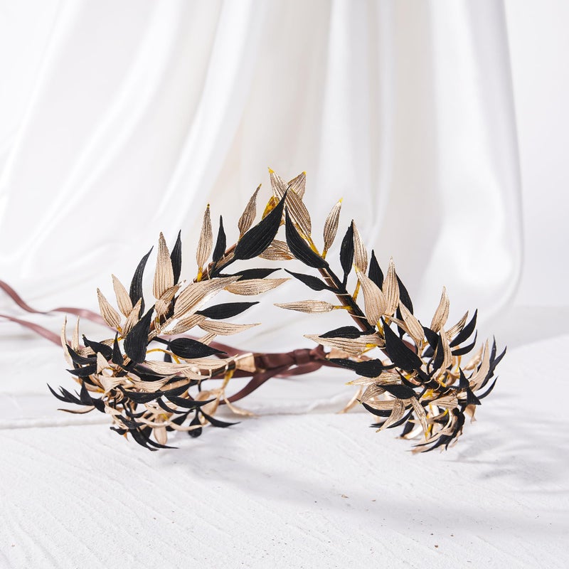 MOSTORY Dark Greek Laurel Crown - Black Roman Leaf Crown for Toga Costume Accessories, Gold Greek Circlet for Fantasy Goddess Outfit Renaissance Renfaire LARP Cosplay - Image 4