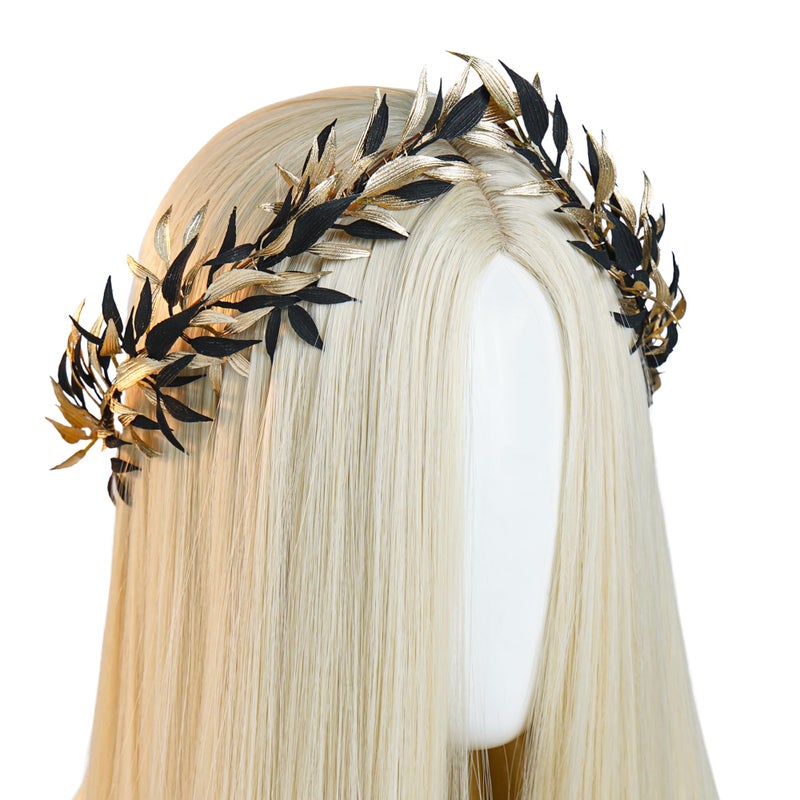 MOSTORY Dark Greek Laurel Crown - Black Roman Leaf Crown for Toga Costume Accessories, Gold Greek Circlet for Fantasy Goddess Outfit Renaissance Renfaire LARP Cosplay - Image 1