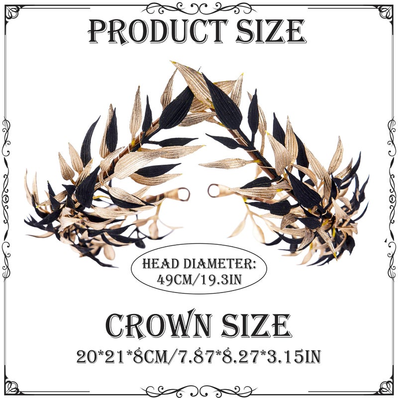 MOSTORY Dark Greek Laurel Crown - Black Roman Leaf Crown for Toga Costume Accessories, Gold Greek Circlet for Fantasy Goddess Outfit Renaissance Renfaire LARP Cosplay - Image 5