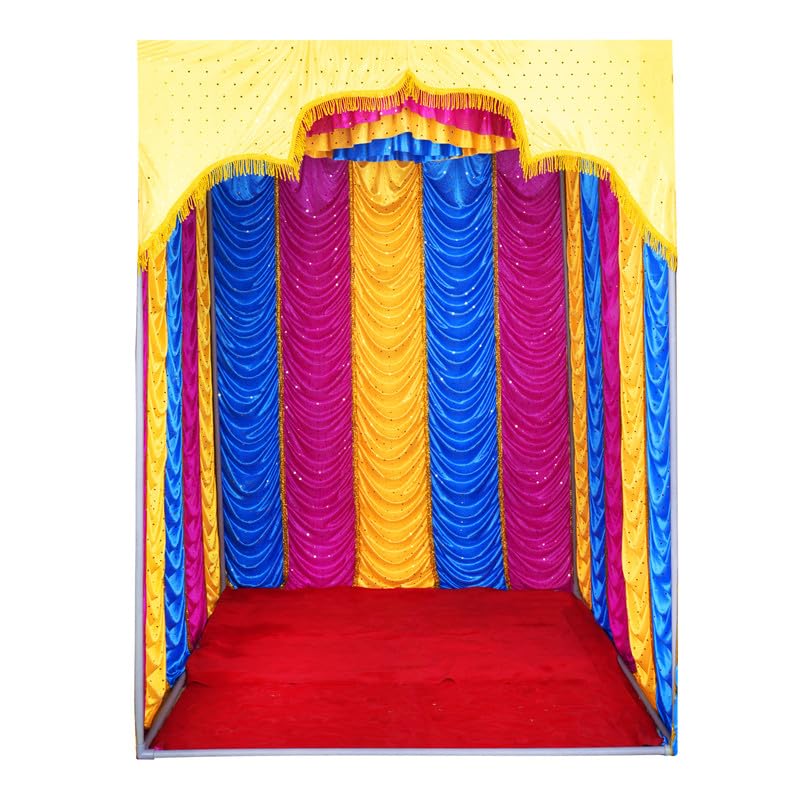 PRIYAKANT SAFAWALA PRIYAKANT SAFAWALA Ganpati Decoration Ready Mandir Setup Ideas at Home Gods Pooja and Special Ganesh Chaturthi Decoration Makhar Setup No Frame Size Top 3X3 Feet and Height 4 Feet Multi  - Image 1