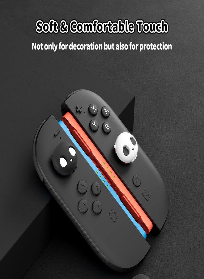 GeekShare Skull Joystick Caps Compatible with Switch 2 (2025), Anti-Slip Silicone Thumb Grip Caps for Switch 2025,4PCS (Black & White) - Image 4