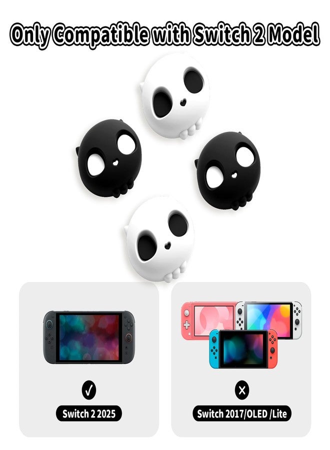 GeekShare Skull Joystick Caps Compatible with Switch 2 (2025), Anti-Slip Silicone Thumb Grip Caps for Switch 2025,4PCS (Black & White) - Image 2