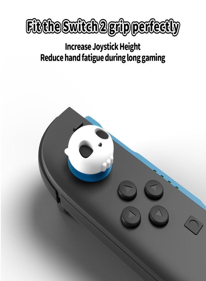 GeekShare Skull Joystick Caps Compatible with Switch 2 (2025), Anti-Slip Silicone Thumb Grip Caps for Switch 2025,4PCS (Black & White) - Image 3