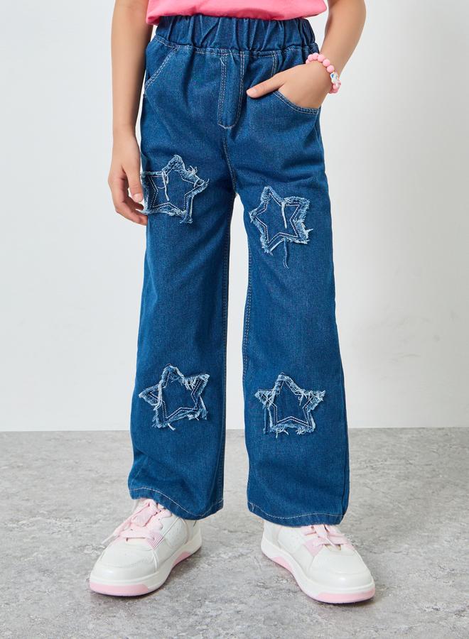 Styli Girls Star Patch Detail Jeans - Image 1