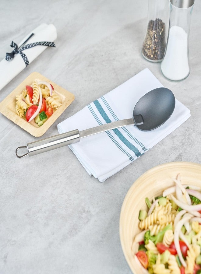 Restaurantware 12.5 in Nylon Heat Resistant Serving Spoon - German Standard Cooking Spoon with Stainless Steel Handle, Dishwasher Safe - Kitchen Spoon For Sauce, Soup, Basting, Buffets - Image 3