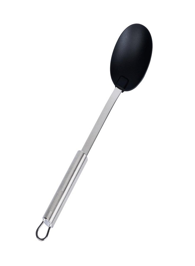 Restaurantware 12.5 in Nylon Heat Resistant Serving Spoon - German Standard Cooking Spoon with Stainless Steel Handle, Dishwasher Safe - Kitchen Spoon For Sauce, Soup, Basting, Buffets - Image 2