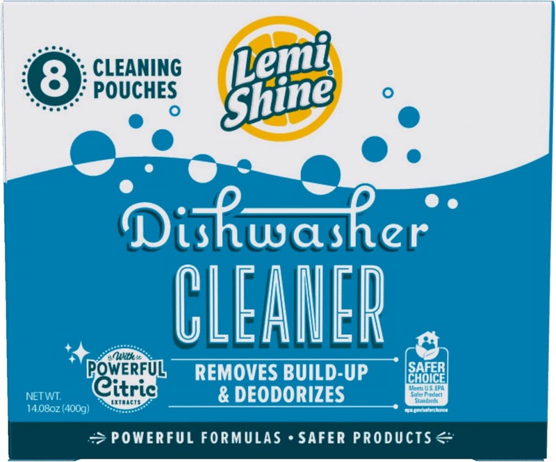 Lemi Shine Natural Dishwasher Cleaner - Dishwasher Cleaner and Deodorizer Powered by Citric Acid and a Natural Fresh Lemon Scent (8 Count) - Image 1