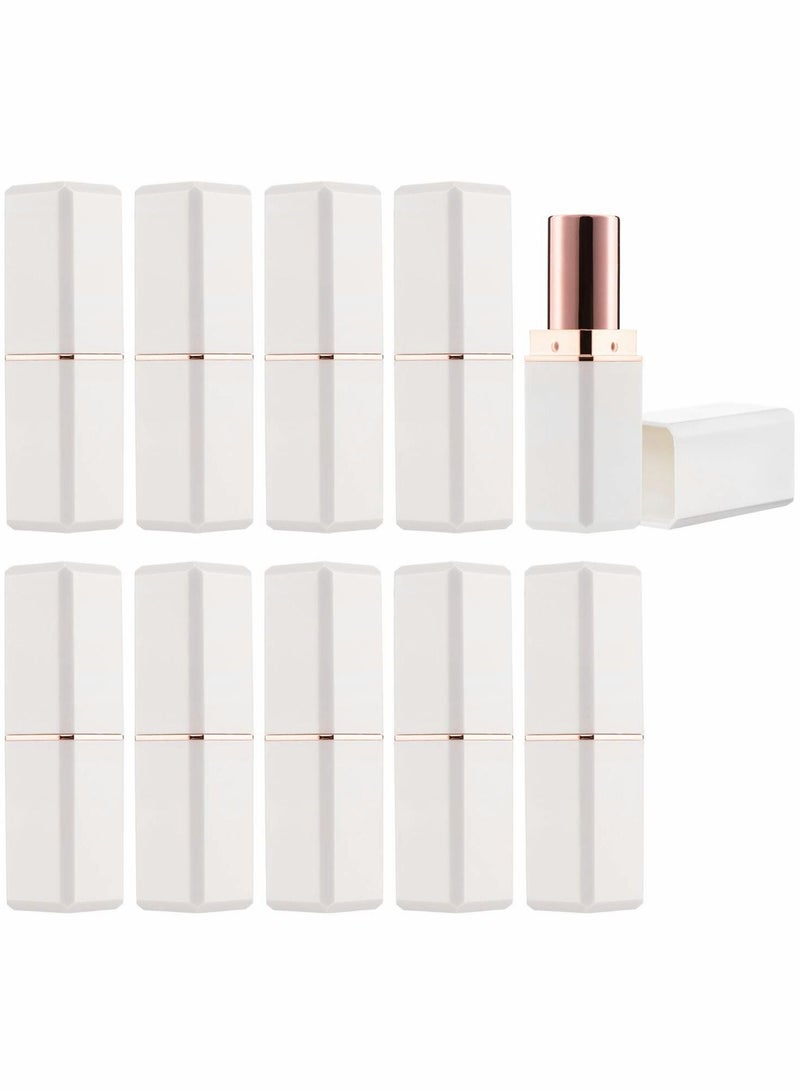 Excefore White Empty Lipstick Tubes DIY Lip Balm Container (Square Tube) 10Pcs - Image 2