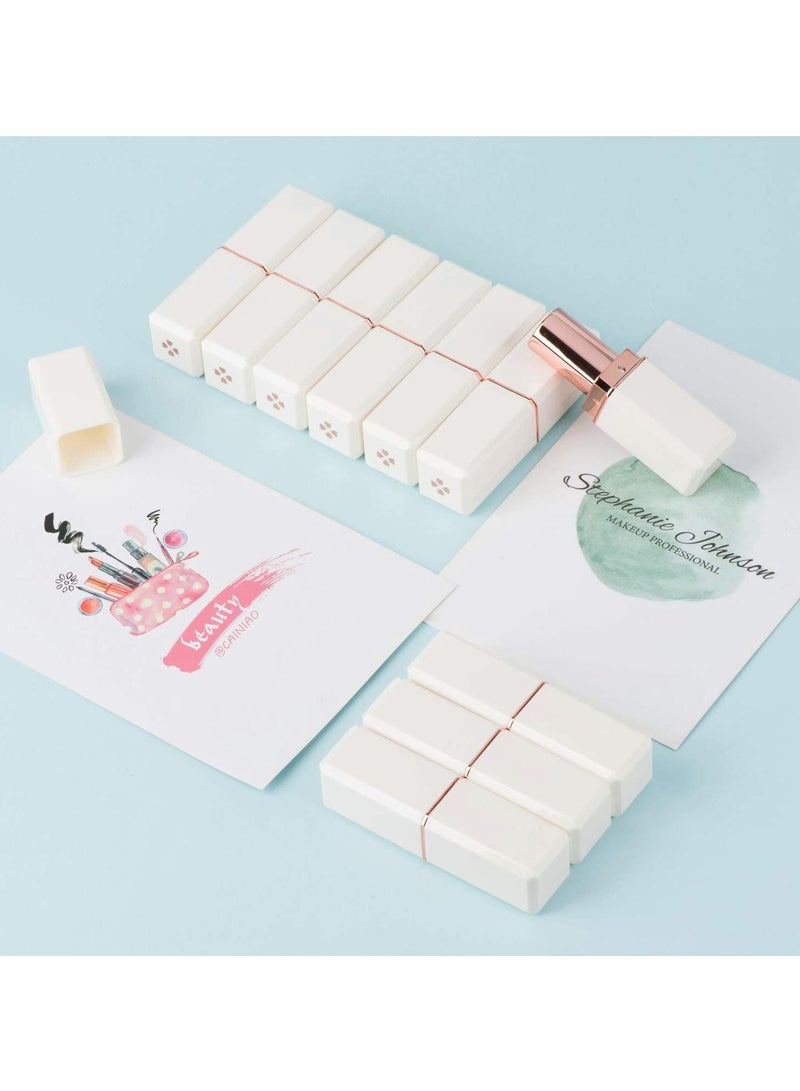 Excefore White Empty Lipstick Tubes DIY Lip Balm Container (Square Tube) 10Pcs - Image 4
