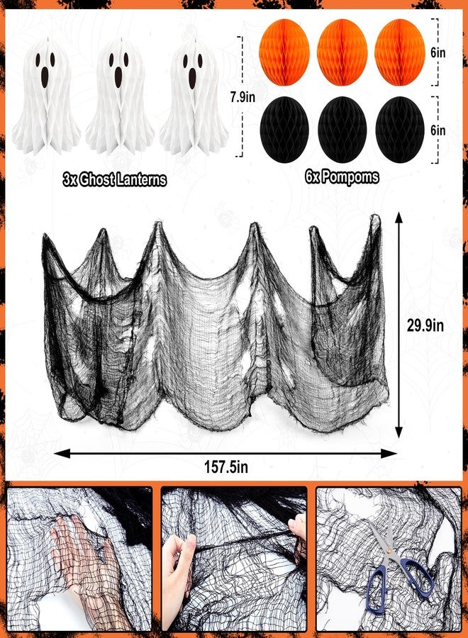 REDWORD Halloween Party Decorations, 29Pcs Halloween Indoor Decorations Kit with Mantel Scarf Creepy Cloth Fabric Hanging Ghost Happy Halloweens Banner 3D Bat Stickers for Home Fireplace Wall Decor - Image 3