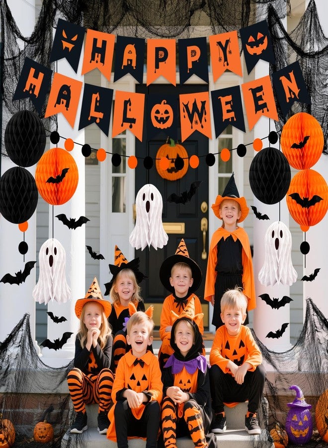 REDWORD Halloween Party Decorations, 29Pcs Halloween Indoor Decorations Kit with Mantel Scarf Creepy Cloth Fabric Hanging Ghost Happy Halloweens Banner 3D Bat Stickers for Home Fireplace Wall Decor - Image 5