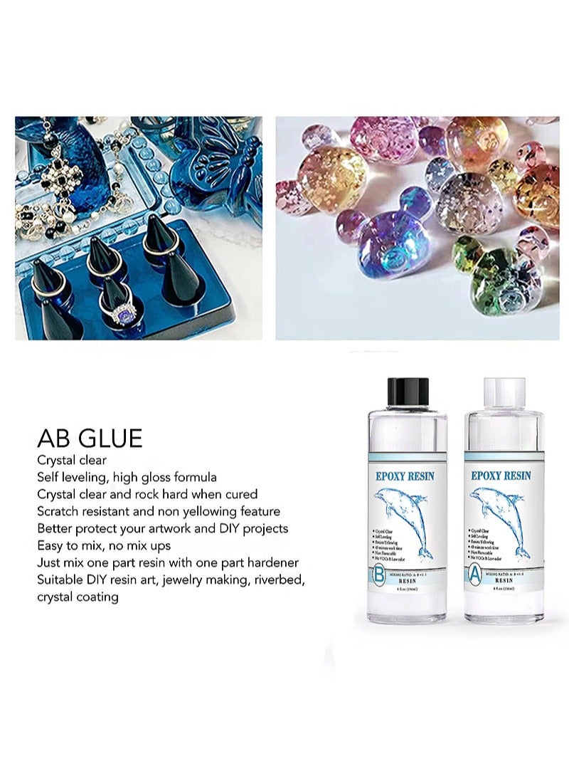 ايكانبو مجموعة راتنجات الإيبوكسي 200 مل، كريستال شفاف، لوازم الراتنج للمبتدئين في الصب والربط والتشكيل وصناعة المجوهرات - Image 2
