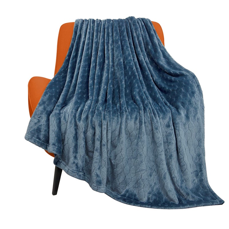 TOONOW Fleece Blanket Super Soft Plush Throw Blanket 50" x 60" Cozy Fuzzy Bed Blankets Geometric Pattern Comfy Microfiber Flannel Blankets for Couch, Bed, Sofa, Navy Blue - Image 1