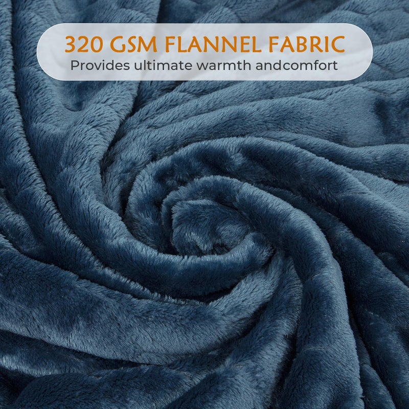 TOONOW Fleece Blanket Super Soft Plush Throw Blanket 50" x 60" Cozy Fuzzy Bed Blankets Geometric Pattern Comfy Microfiber Flannel Blankets for Couch, Bed, Sofa, Navy Blue - Image 4