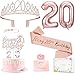 Awfrky 20th Birthday Decorations for Women Birthday Sash and Crown Cake Topper and CandlesNumber Balloons 20th Birthday Gifts for Women 10pcs - Image 3