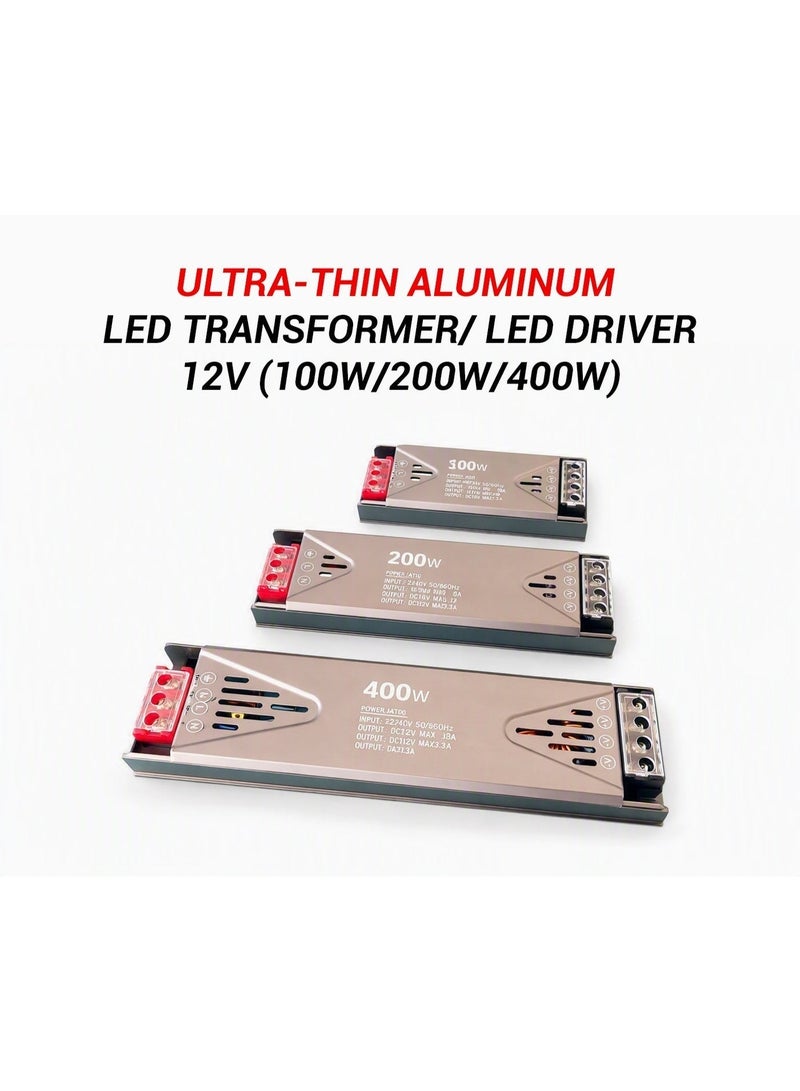 وحدة تغذية طاقة LED فائقة النحافة 12 فولت - 100 واط/200 واط/400 واط - هيكل من الألومنيوم - للاستخدام الداخلي والخارجي - Image 3