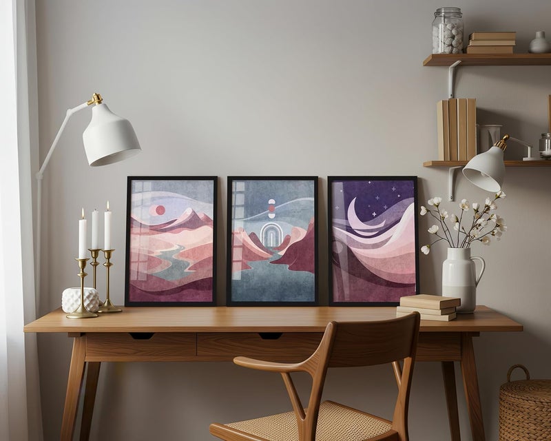 QUOTE - UNQUOTE ART Set of 3 Wall Art - Dune - Wall Painting for Bedroom - 13x17 inches - Black Frame - Image 2