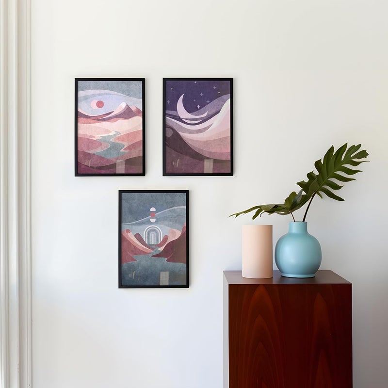 QUOTE - UNQUOTE ART Set of 3 Wall Art - Dune - Wall Painting for Bedroom - 13x17 inches - Black Frame - Image 4