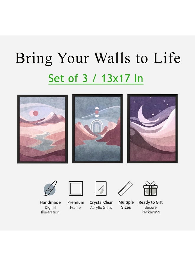 QUOTE - UNQUOTE ART Set of 3 Wall Art - Dune - Wall Painting for Bedroom - 13x17 inches - Black Frame - Image 5