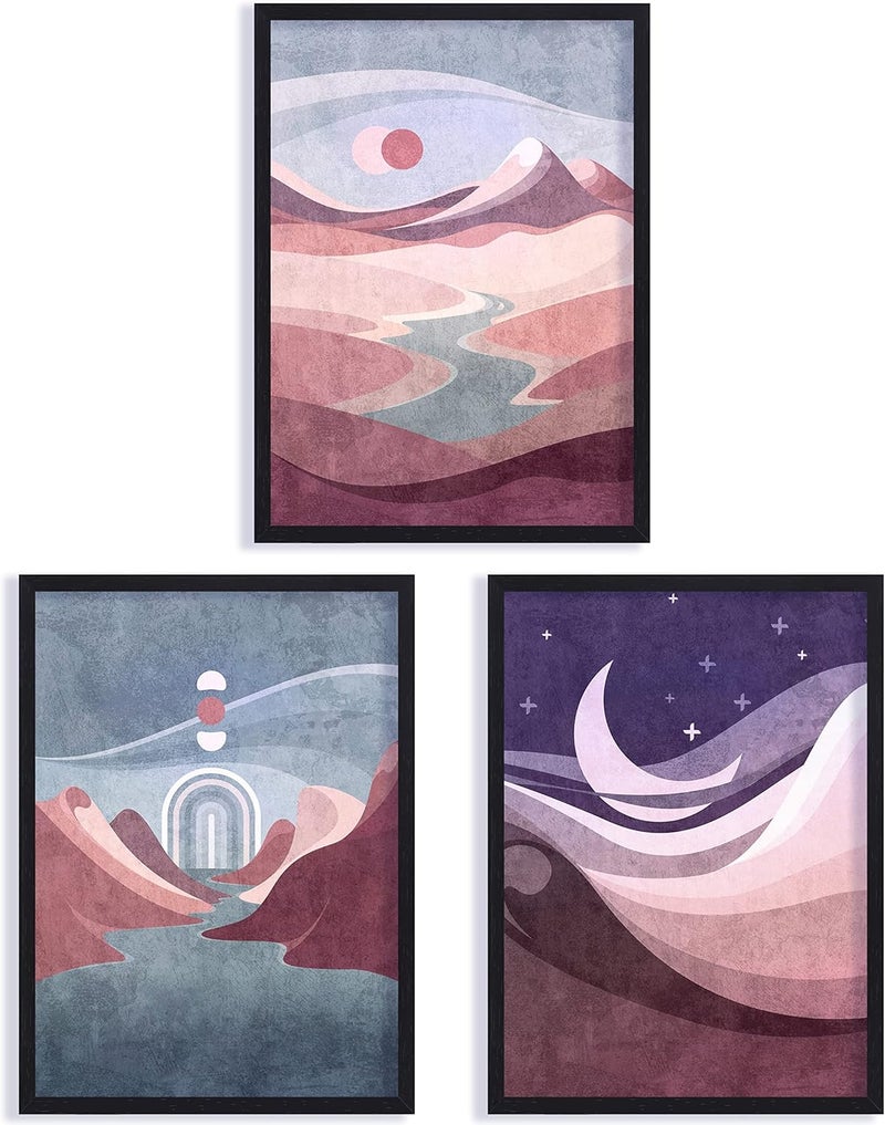 QUOTE - UNQUOTE ART Set of 3 Wall Art - Dune - Wall Painting for Bedroom - 13x17 inches - Black Frame - Image 3