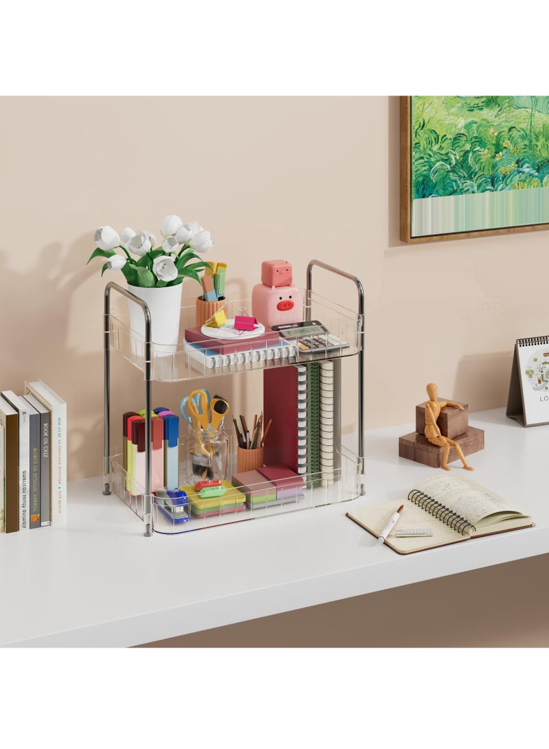 KASTWAVE Bathroom Organizer Countertop Shelf - 2-Tier Clear Skincare Organizers Vanity Stand Storage Shelf, Coffee Bar Accessories Organizer for Counter (Clear-White) - Image 5