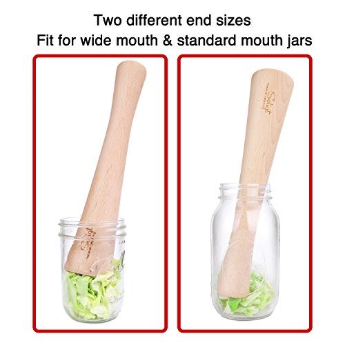 SOLIGT 12" Sauerkraut Pounder for Mason Jars Vegetable Fermentation- One Piece of Solid Wood - Image 5