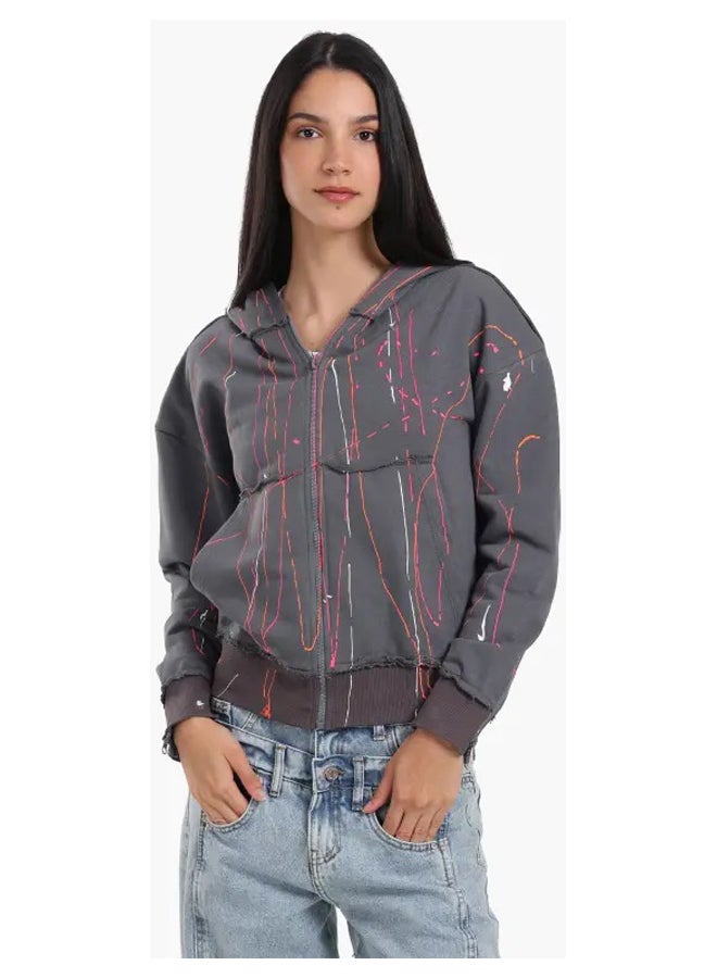 Carina Lounge Jacket with Abstract Streaks - Image 2