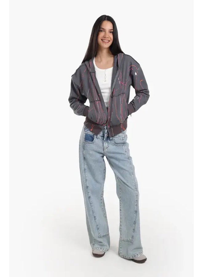 Carina Lounge Jacket with Abstract Streaks - Image 1