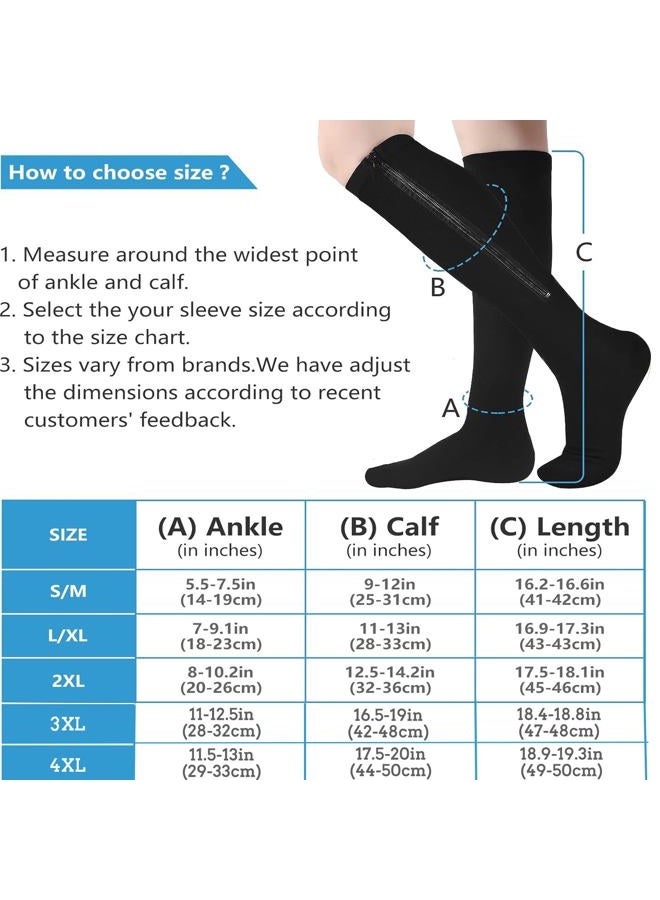 cerpite Zipper Compression Socks, 2 Pairs 15-20 mmHg Closed Toe Compression Stockings for Men Women，Suit for Running - Image 3
