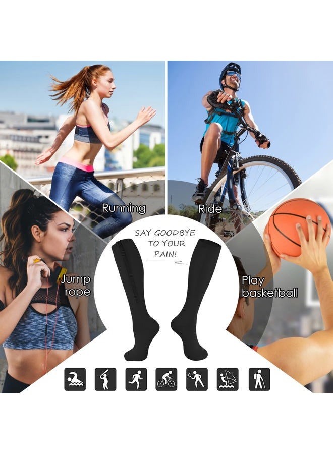 cerpite Zipper Compression Socks, 2 Pairs 15-20 mmHg Closed Toe Compression Stockings for Men Women，Suit for Running - Image 5