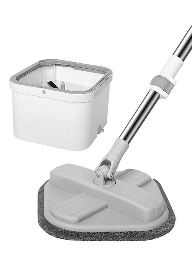 Cady One Bucket and Mop Set for Cleaning Wet and Dry Floors with Built in Brush for Easy Self Cleaning Grey/White 29.5×29.5×19cm  - Image 1