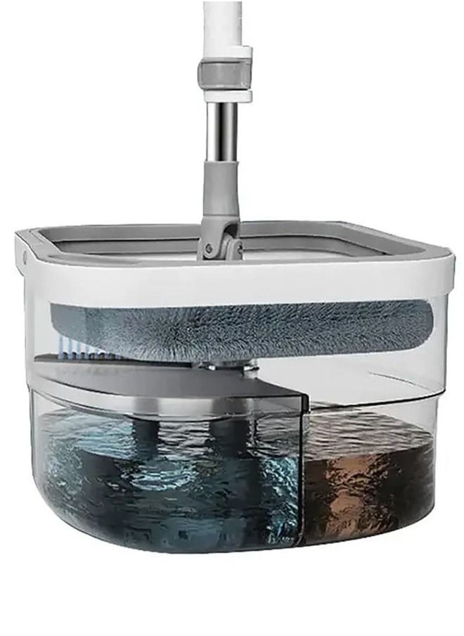 Cady One Bucket and Mop Set for Cleaning Wet and Dry Floors with Built in Brush for Easy Self Cleaning Grey/White 29.5×29.5×19cm  - Image 4