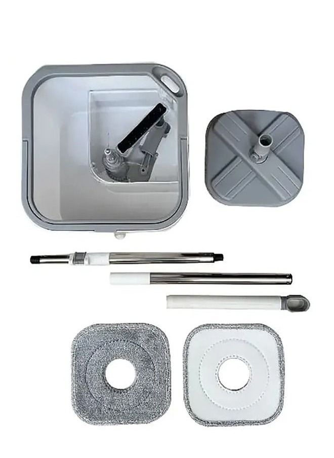 Cady One Bucket and Mop Set for Cleaning Wet and Dry Floors with Built in Brush for Easy Self Cleaning Grey/White 29.5×29.5×19cm  - Image 3