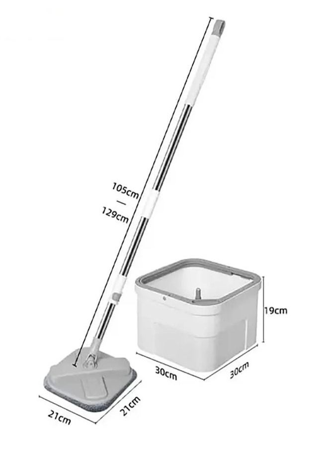 Cady One - Bucket and Mop Set for Cleaning Wet and Dry Floors with Built in Brush for Easy Self Cleaning Grey/White 29.5×29.5×19cm - Image 1