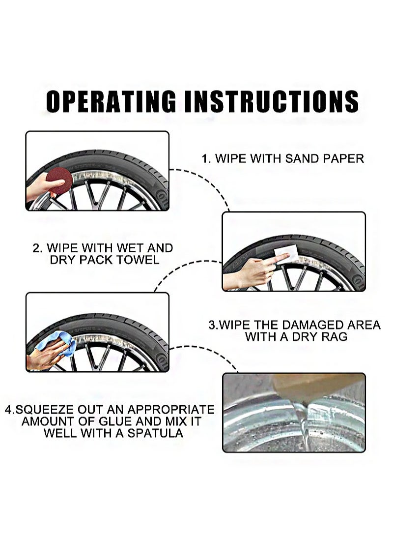 RAYHONG - Alloy Wheel Repair Kit Wheel Scratch Repair Kit Alloy Rim Scratch Repair Kit, Wheel Repair Adhesive Kit Quick Repair Rim Universal Silver - Image 1