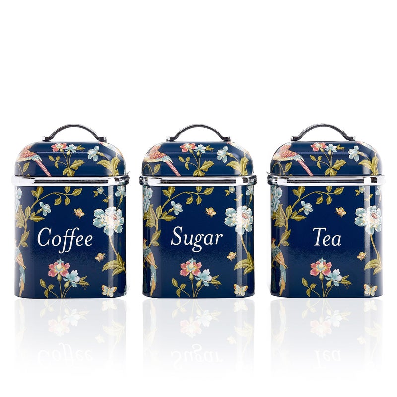 Laura Ashley VQ 3pc Canister Set - Elveden Navy - Image 1