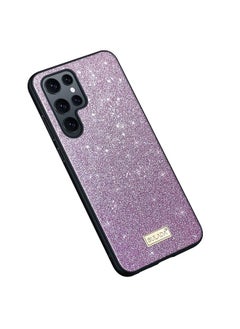 Zaboon For Samsung Galaxy S24 Ultra 5G SULADA Glittery TPU Hybrid Handmade Leather Phone Case(Purple)  - Image 1
