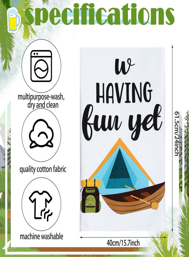Kingdder 6 Pcs Camper Dish Kitchen Towels Funny Sayings Happy Camping Hand Towels 16 x 24 Inches Housewarming Farmhouse Gift Camping Accessories for RV Campers - Image 2