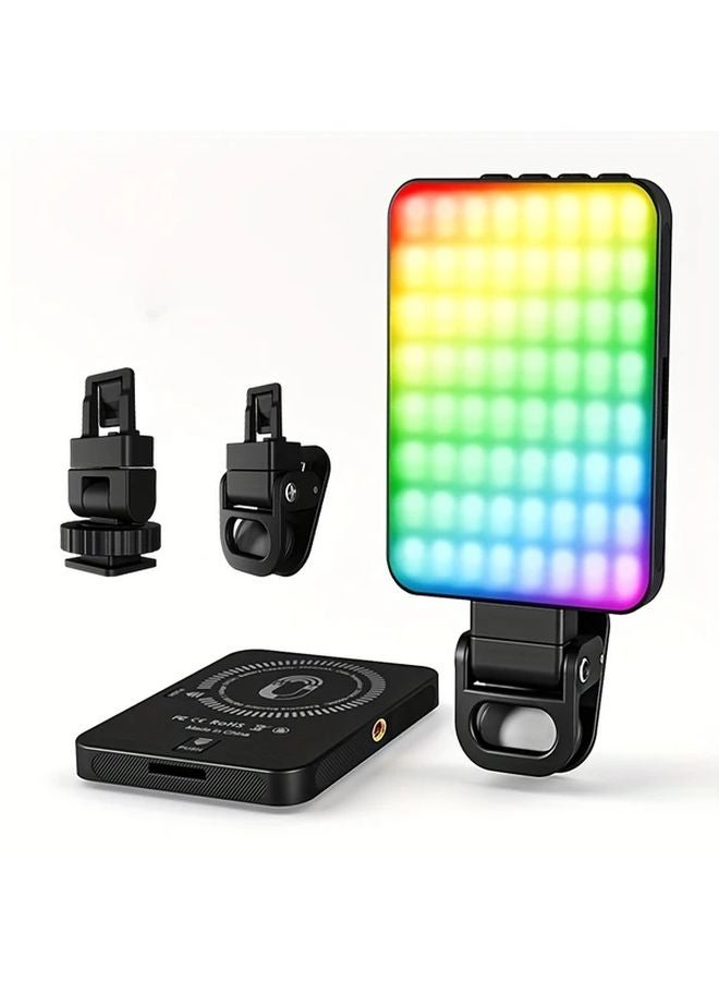 ضوء سيلفي مغناطيسي RGB محمول وقابل لإعادة الشحن مع 3 أوضاع إضاءة لبث الفيديو المباشر - Image 1