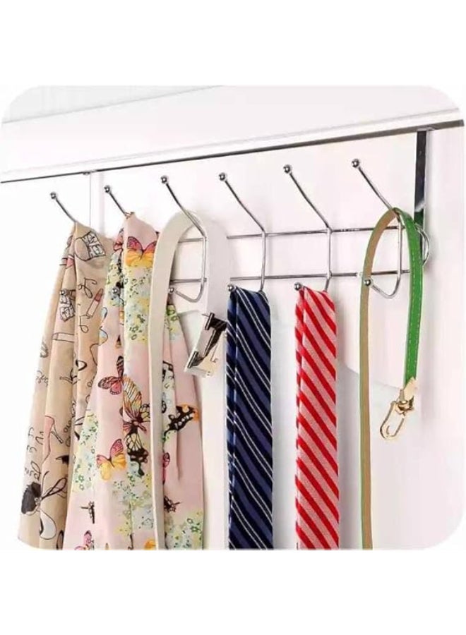 Metal Chrome Finish Multifunctional Door Hook Organiser/Wall Hook Hanger Suitable for Room, Kitchen, Bathroom Silver - Image 3