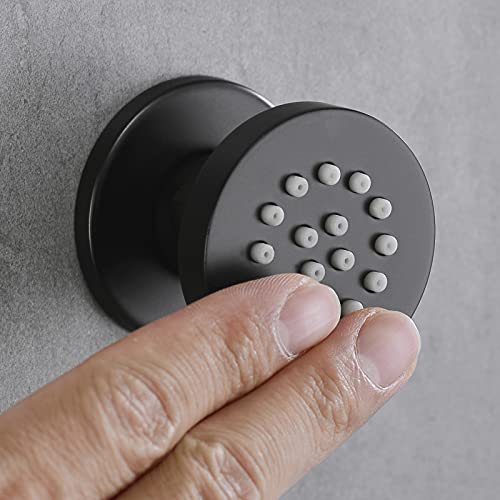 orhemus Solid Brass Body Spray Shower Jet - Round Massage Side Sprayer Spa System Shower Set Adjustable Wall Mounted, Matte Black Finish - Image 5