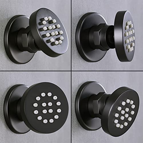 orhemus Solid Brass Body Spray Shower Jet - Round Massage Side Sprayer Spa System Shower Set Adjustable Wall Mounted, Matte Black Finish - Image 3