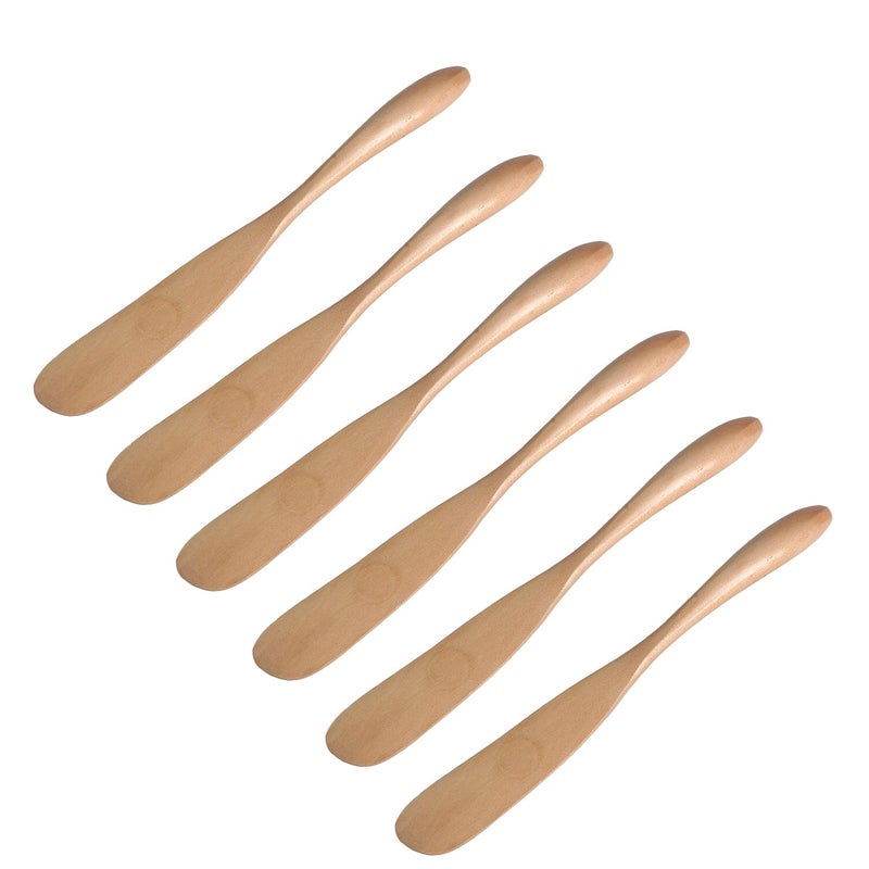 Miraclekoo Wood Butter Knife Cheese Spreader 65 Set of 6 Restaurant Grade