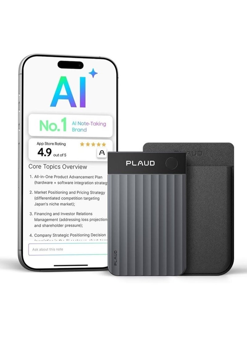 بلود مسجل المذكرات الصوتية Note Pro AI، نظام تسجيل احترافي بجودة الاستوديو مع 4 ميكروفونات، أداة تلخيص مدعومة بالذكاء الاصطناعي، سعة تخزين 64 جيجابايت، عمر بطارية يصل إلى 50 ساعة، مع غطاء مغناطيسي أسود، أسود - Image 1